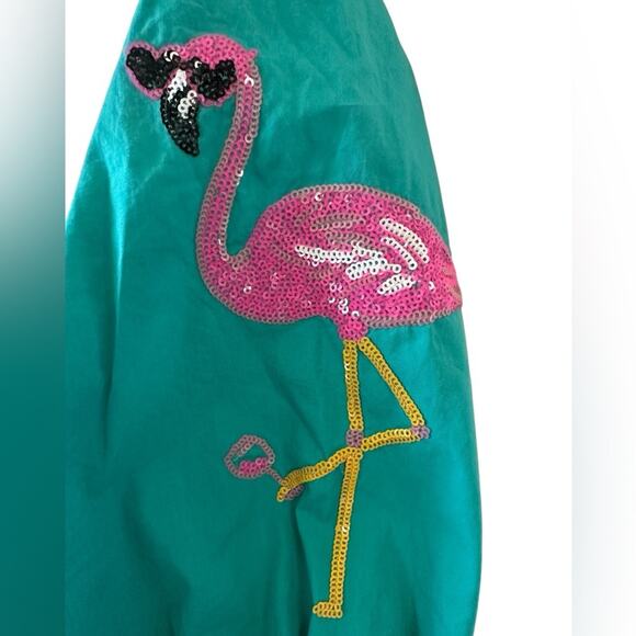 Fantastic Fawn Flamingo Sequin Teal Dress – Women’s Size Medium - Picture 4 of 8